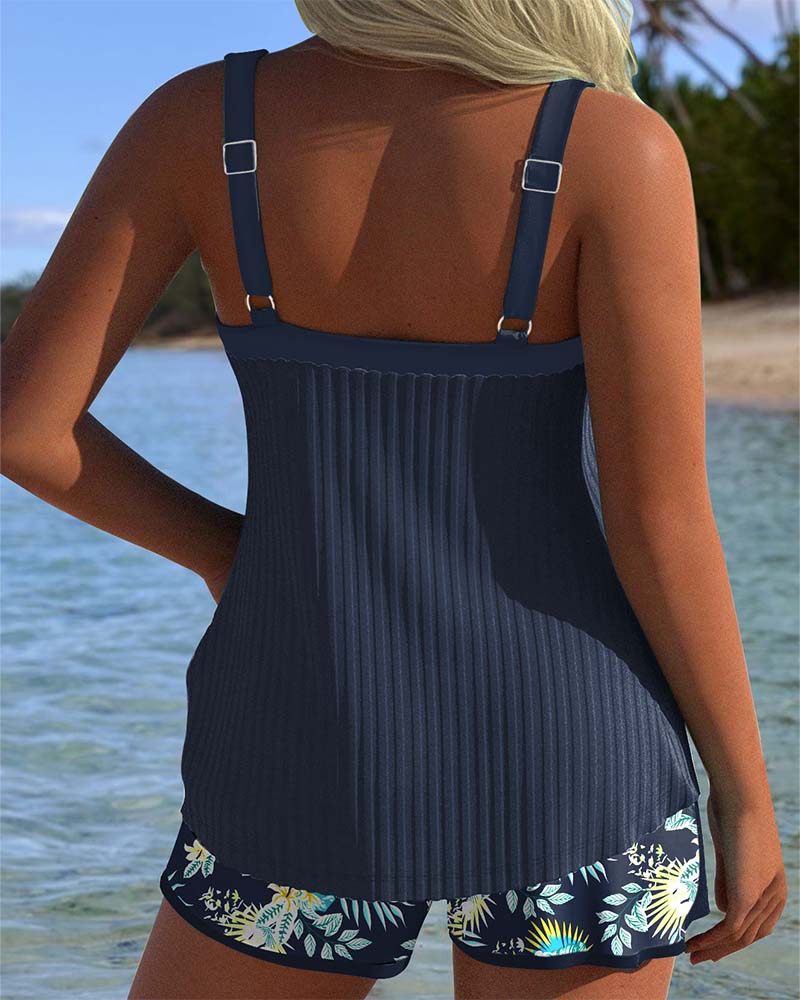 Laluna® | Tankini Rayado con Pantalón de Playa de Dos Piezas