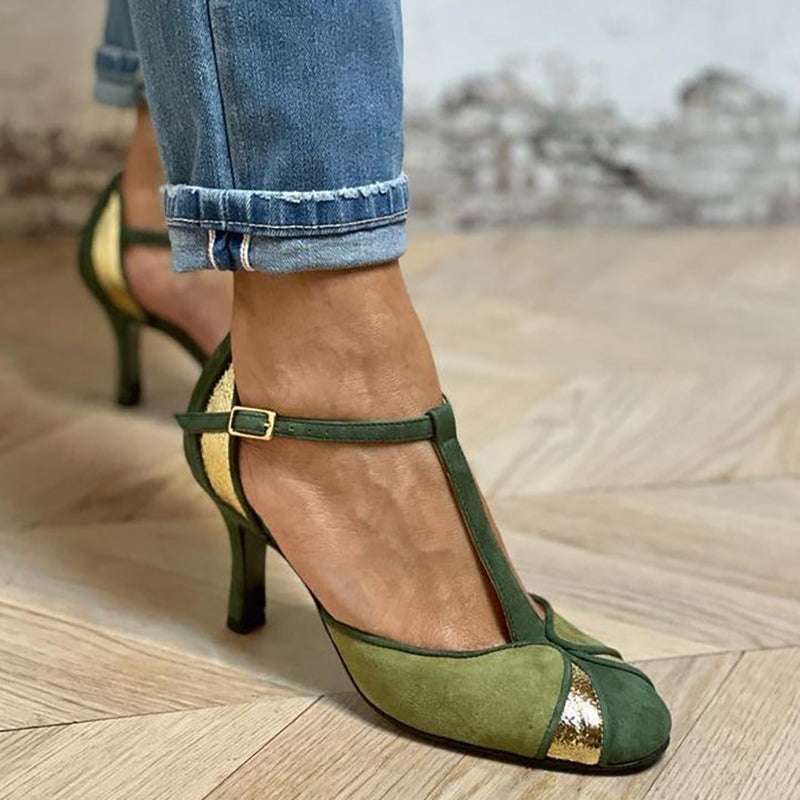 Alessia™ | Zapato de Tacón Patchwork con Cinturón