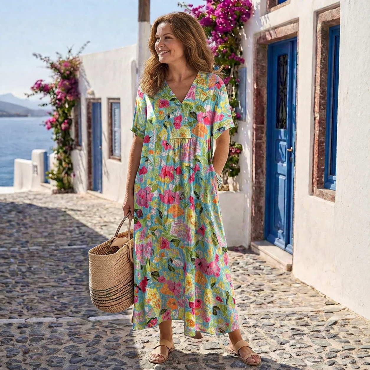 Vestido de Verano Cómodo de Estilo Italiano – Cubriente y Ligero
