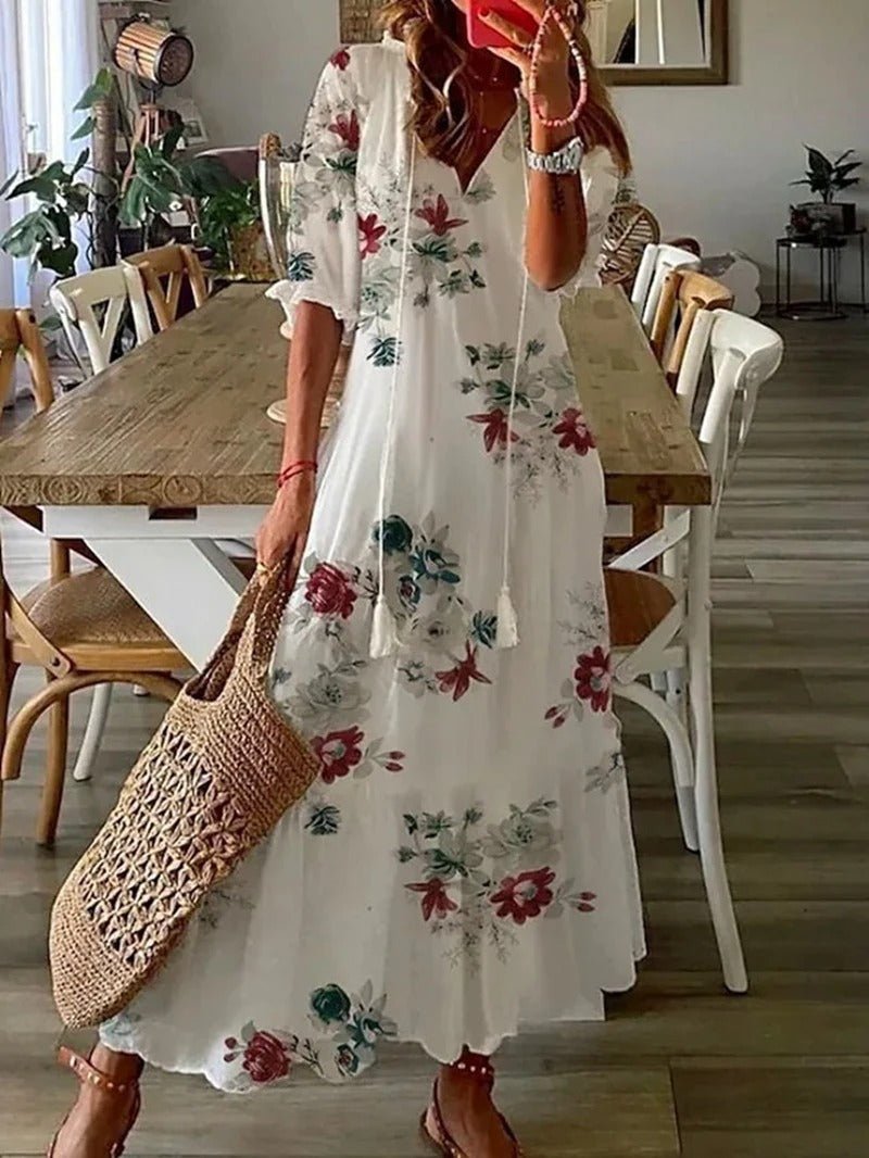Lana - Vestido Maxi Boho que Acentúa la Figura