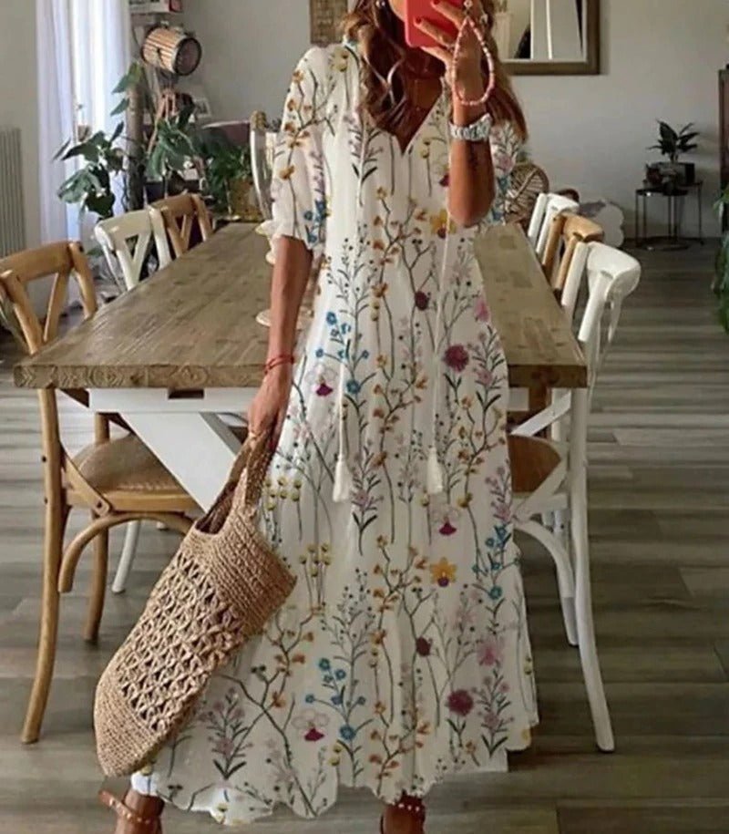 Lana - Vestido Maxi Boho que Acentúa la Figura