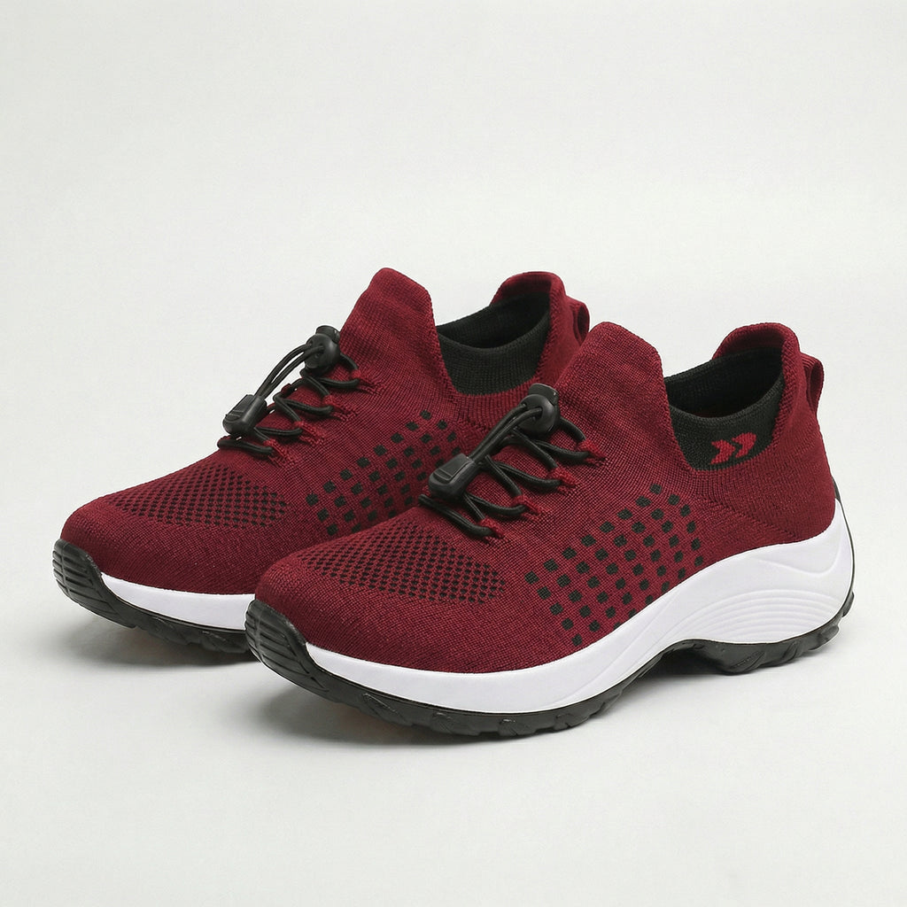 Ambulo Zapatos Ortopédicos de Tejido - Negro Rojo