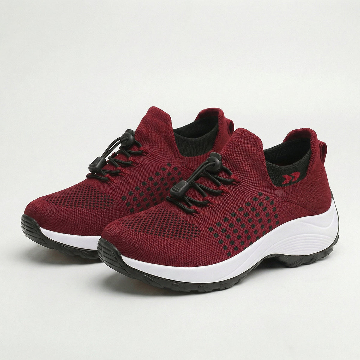 Ambulo Zapatos Ortopédicos de Tejido - Negro Rojo