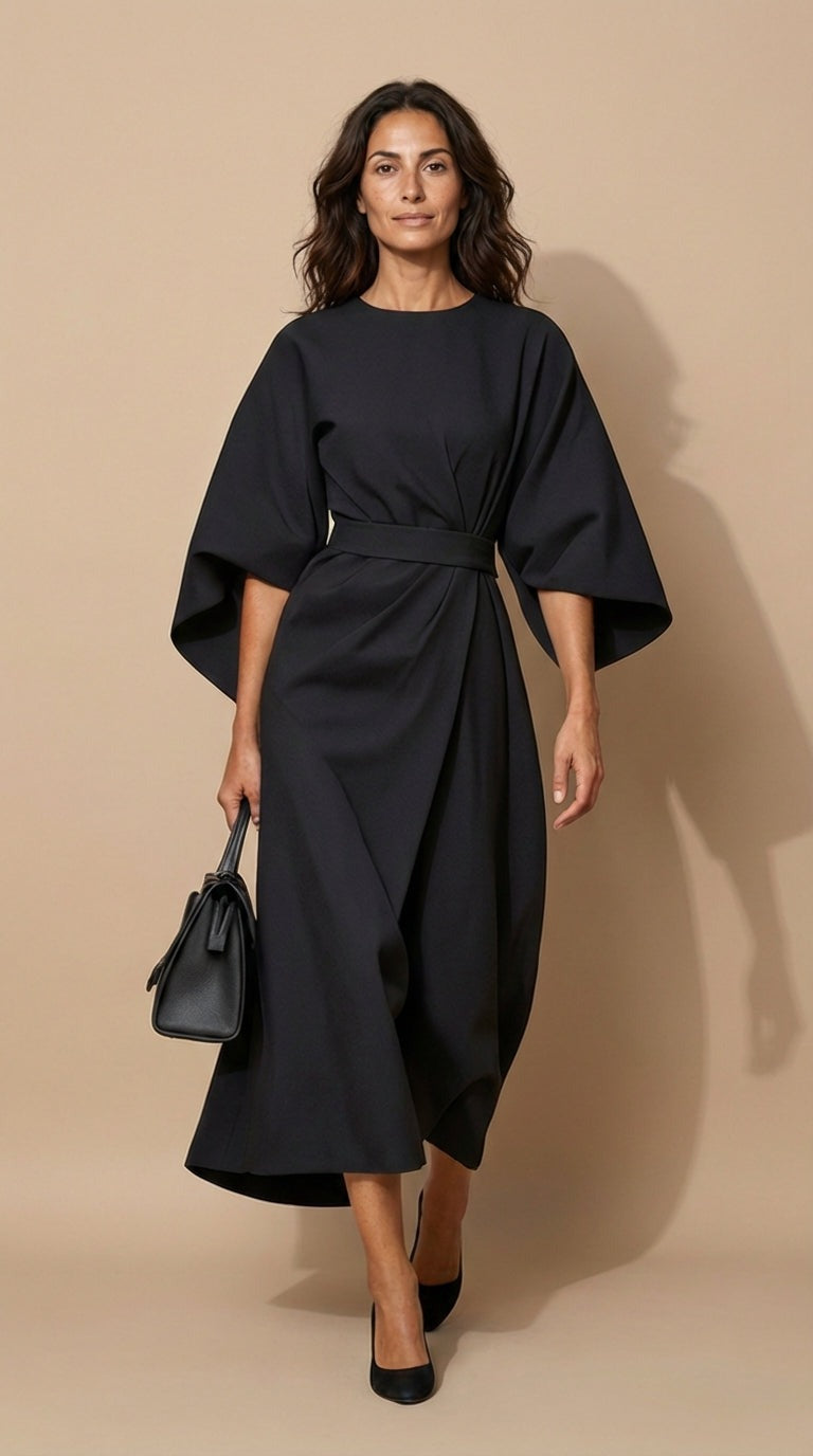 Maya™ | Vestido Elegante de Manga Farol