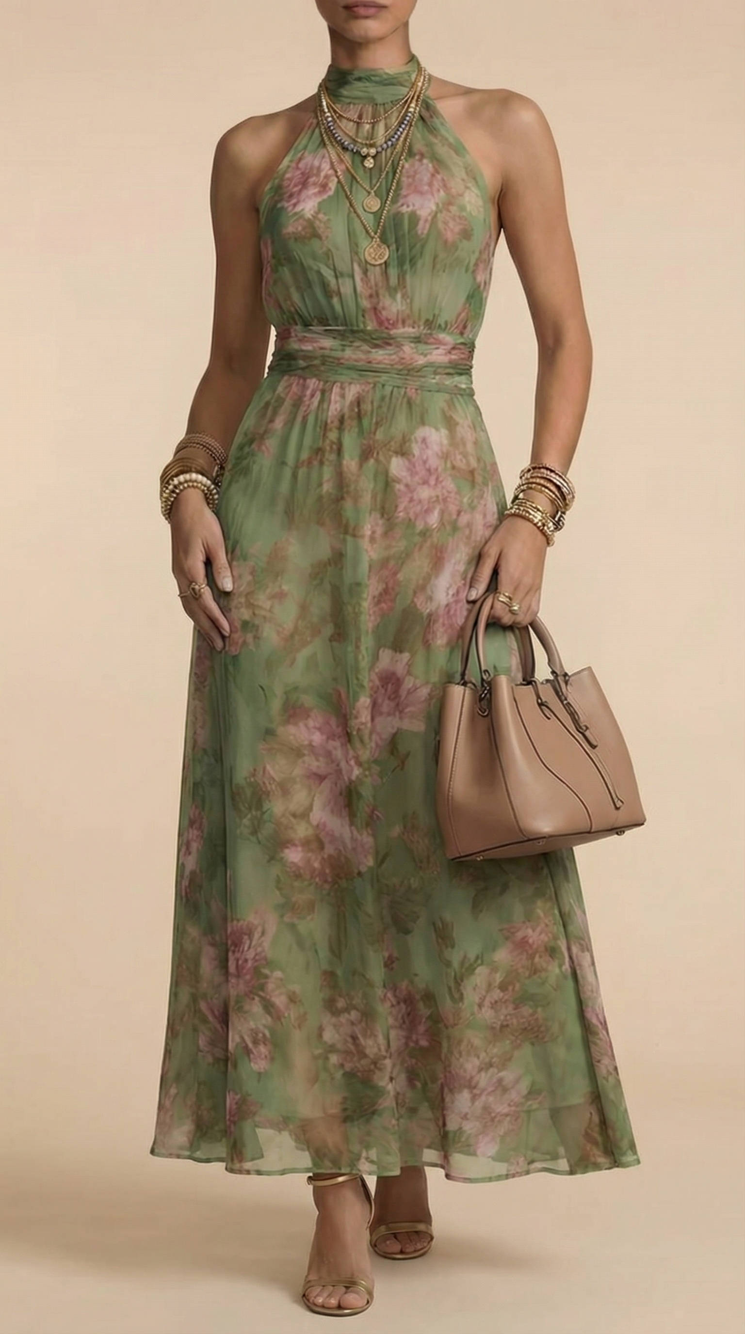 Livia | Vestido Maxi Halter Floral