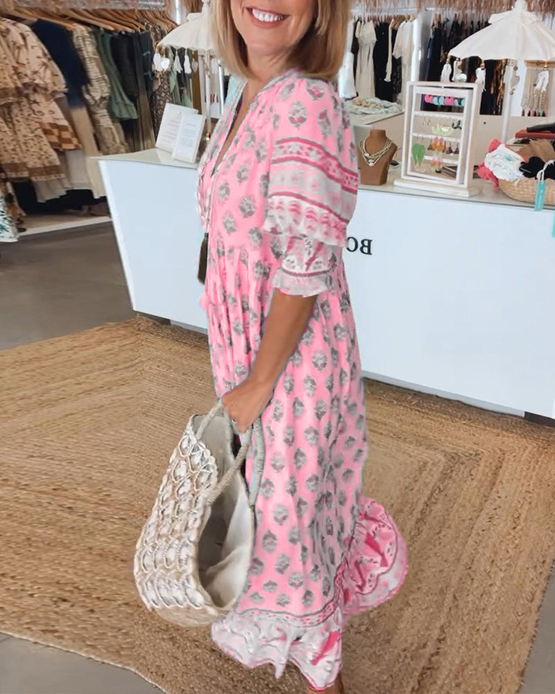 Peyton – Vestido Bohemio de Manga Larga con Linterna
