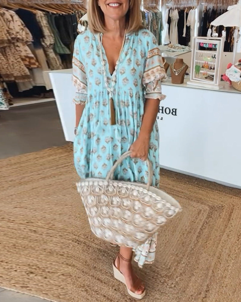 Peyton – Vestido Bohemio de Manga Larga con Linterna