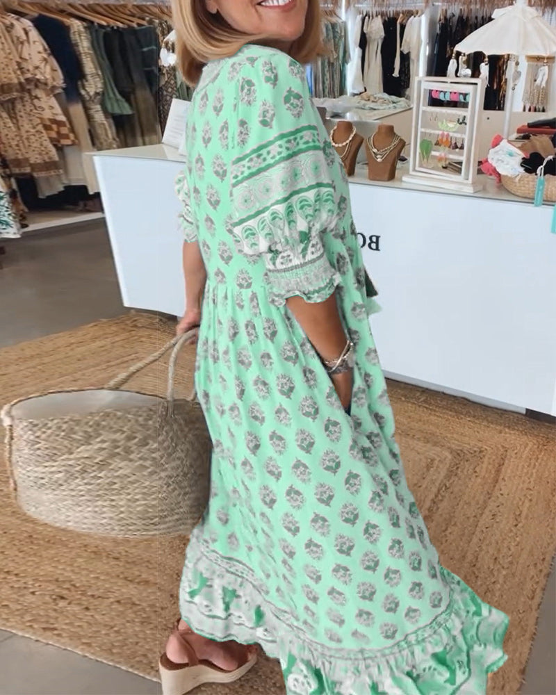 Peyton – Vestido Bohemio de Manga Larga con Linterna