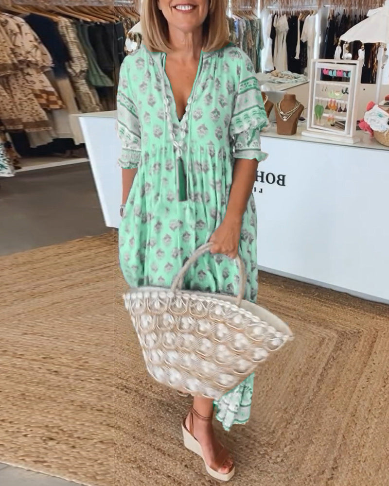 Peyton – Vestido Bohemio de Manga Larga con Linterna