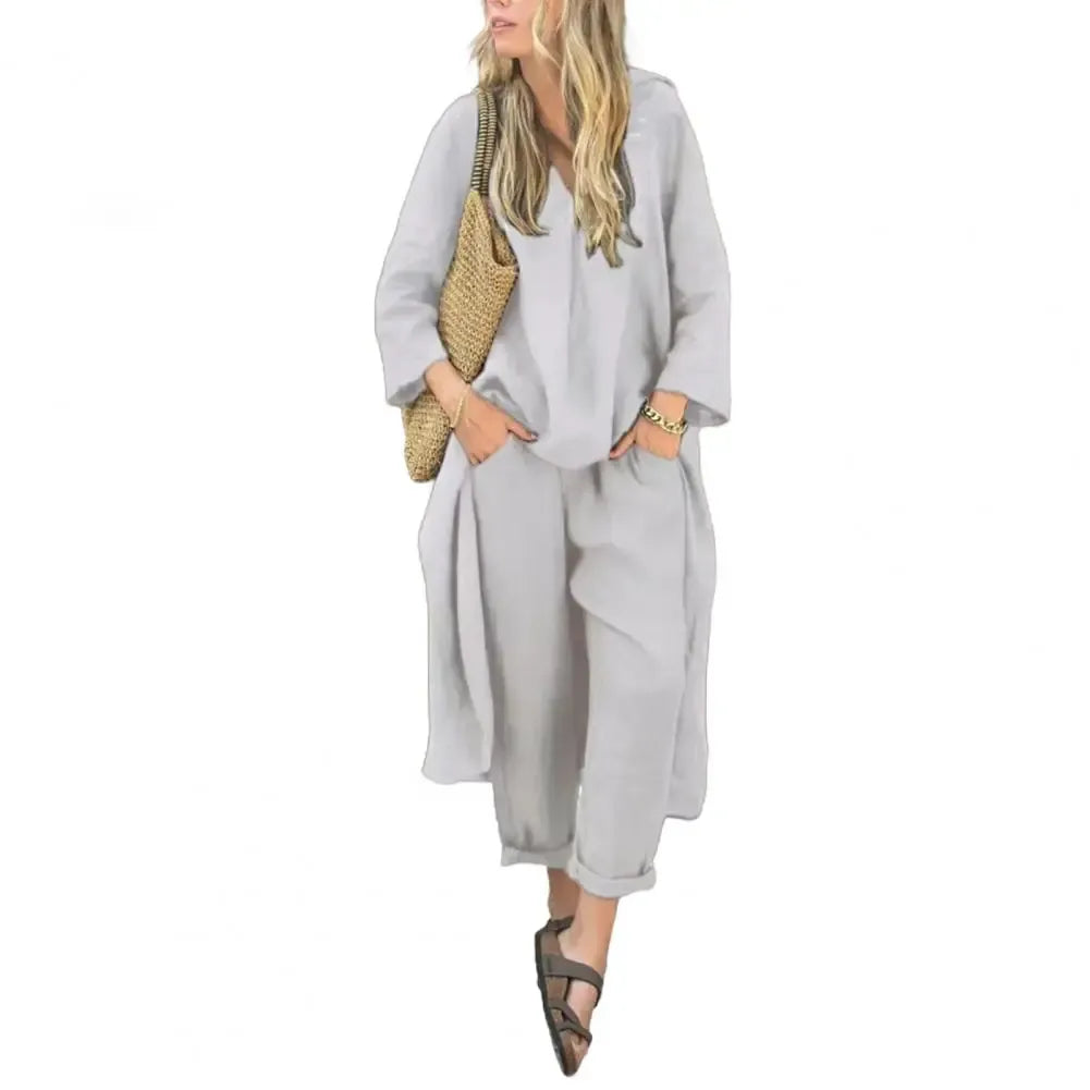 Lucía | Conjunto de Chaleco Largo Relajado y Pantalones de Pierna Ancha