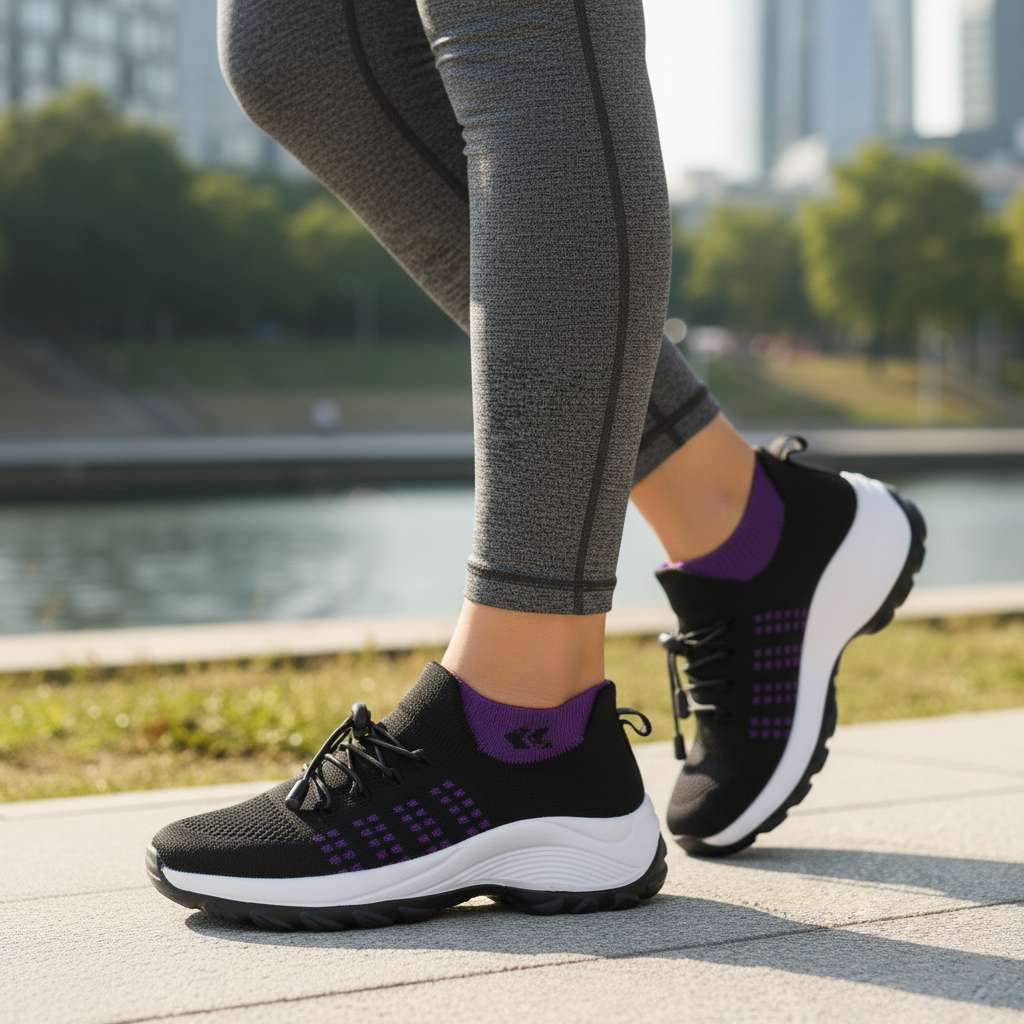 Ambulo Zapatos Ortopédicos de Tejido - Lila Negro