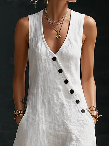 Graziella™ – Vestido Maxi con Botones y Escote en V