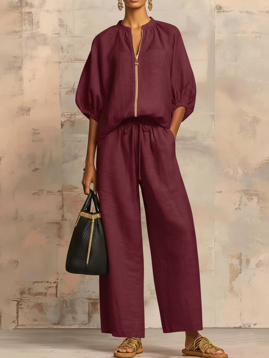 Enrichetta™ – Conjunto Casual Chic con Blusa y Pantalón