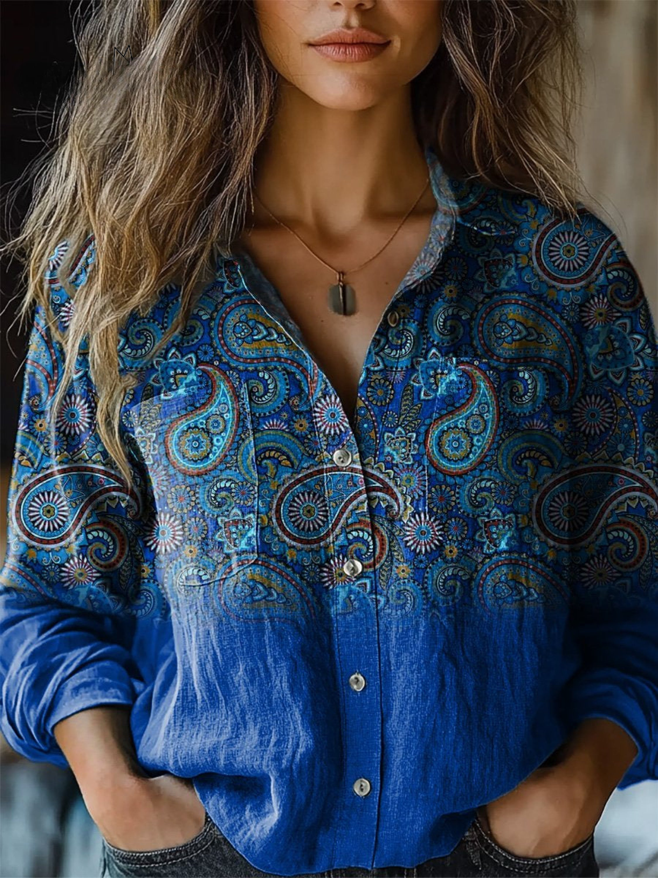 Christina | Blusa Casual de Mujer con Estampado de Paisley Elegante de Manga Larga