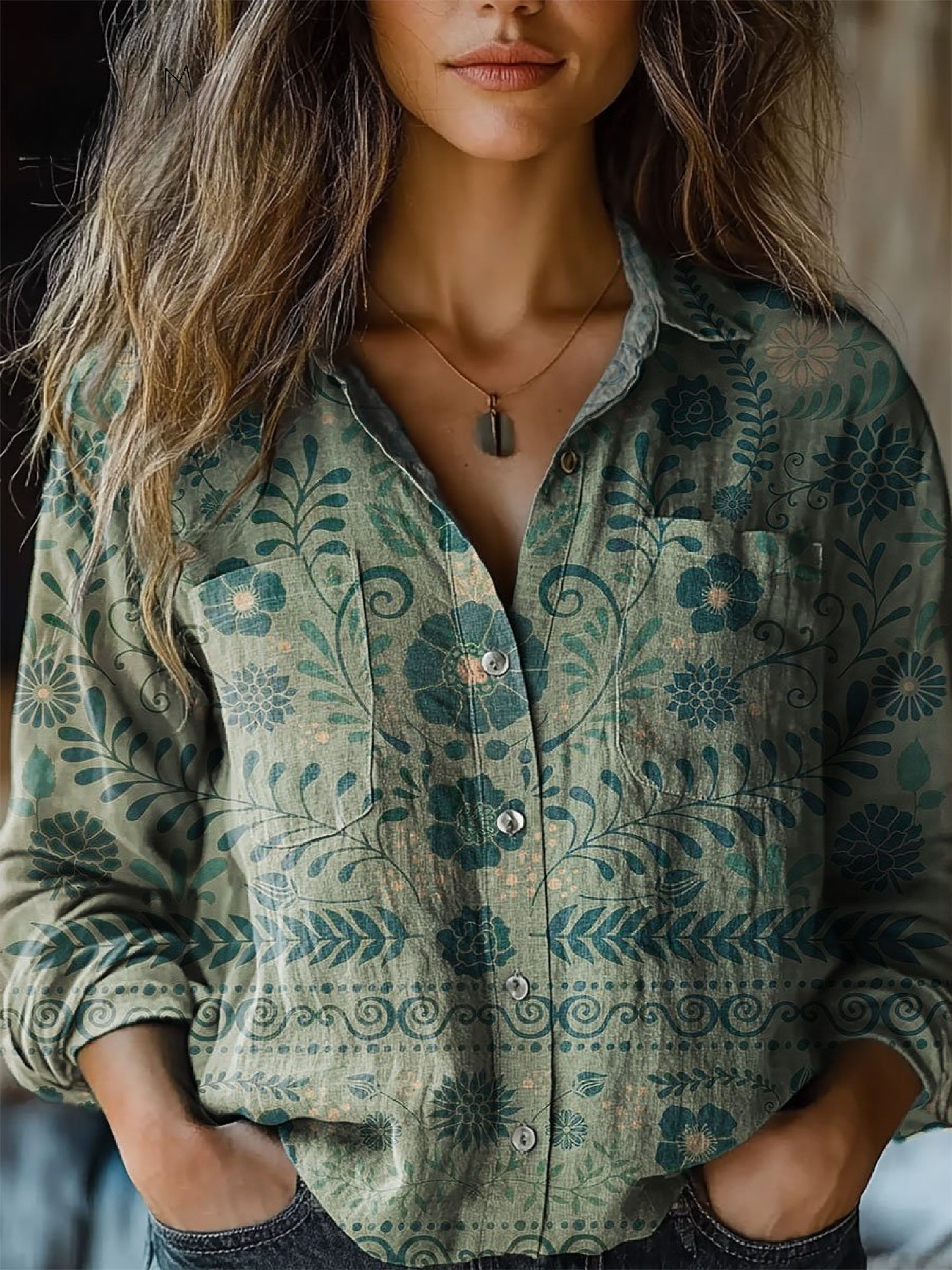 Emilia | Blusa Casual de Manga Larga con Estampado de Flores Vintage