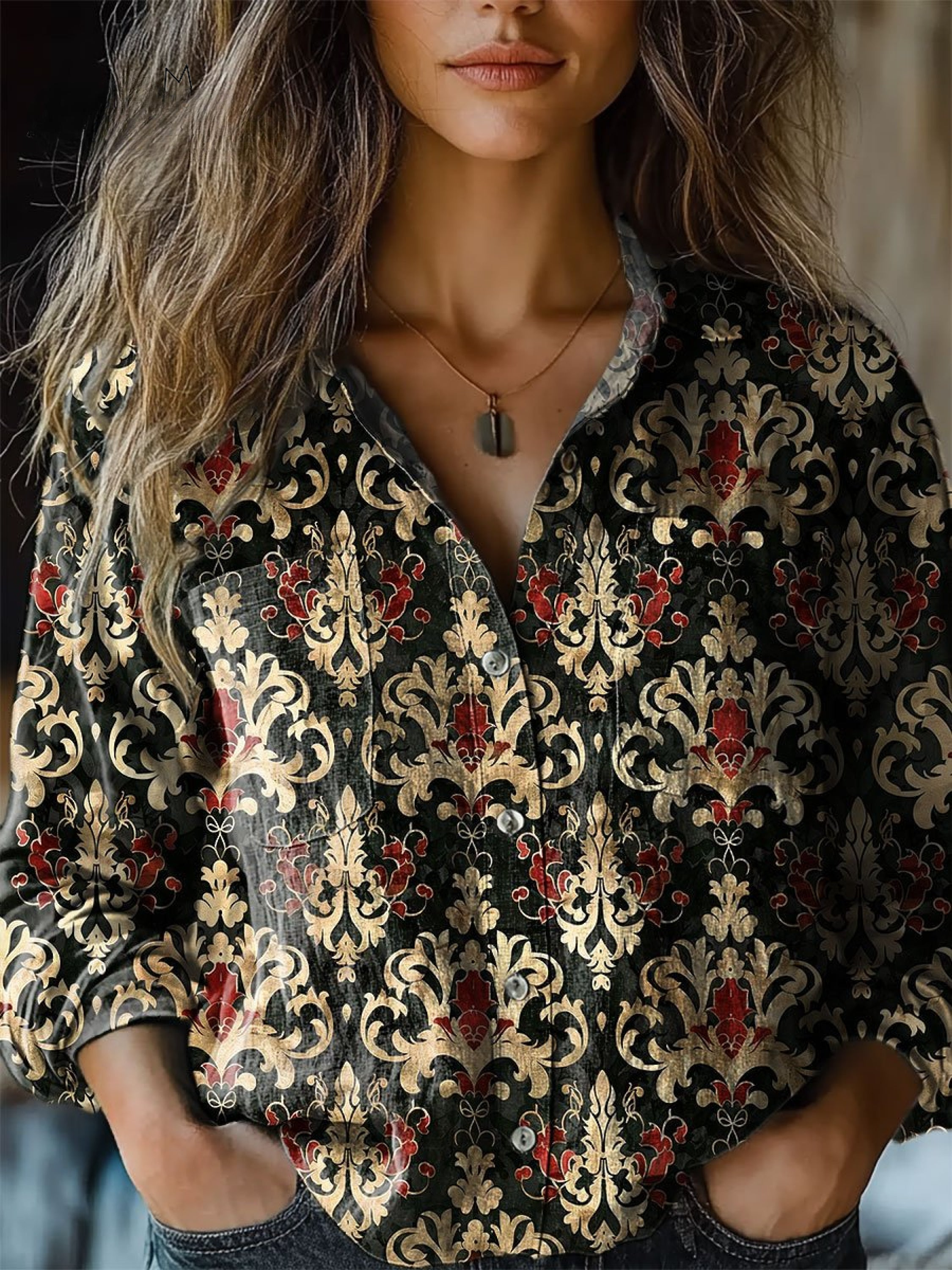 Doris | Blusa Casual de Manga Larga con Estampado de Flores Retro