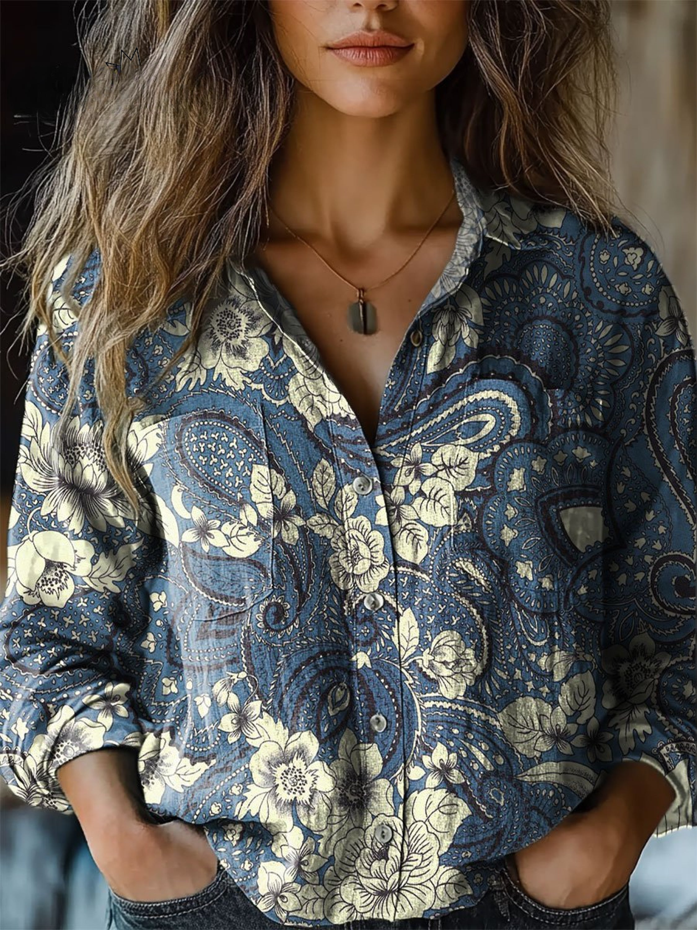 Denise | Blusa Casual de Manga Larga con Estampado Paisley