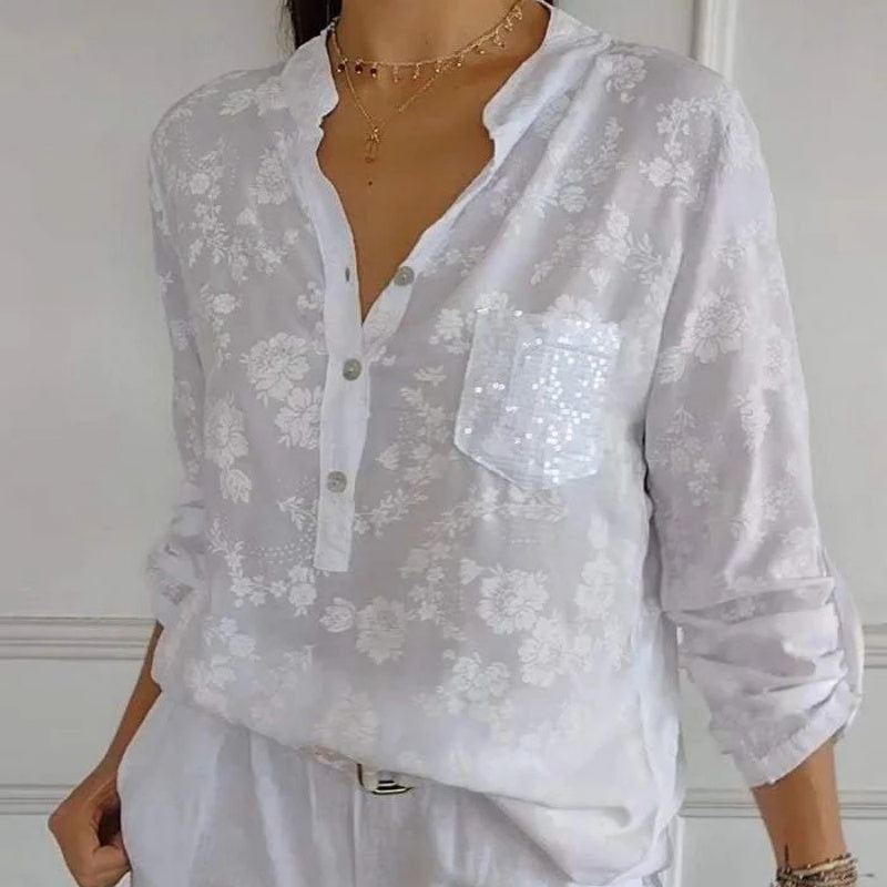 FRIEDLINDE I BLUSA DE FLORES DE MANGA LARGA