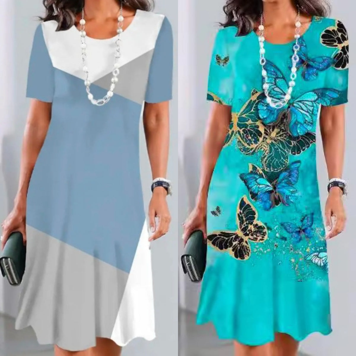 Dalia™ - Vestido de Mujer con Pliegues y Bloques de Color