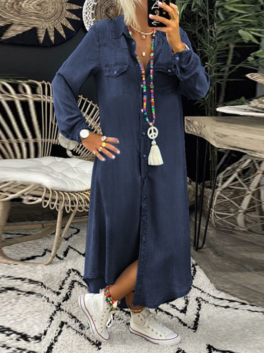 Helen | Vestido Camisero de Mezclilla Casual y Elegante