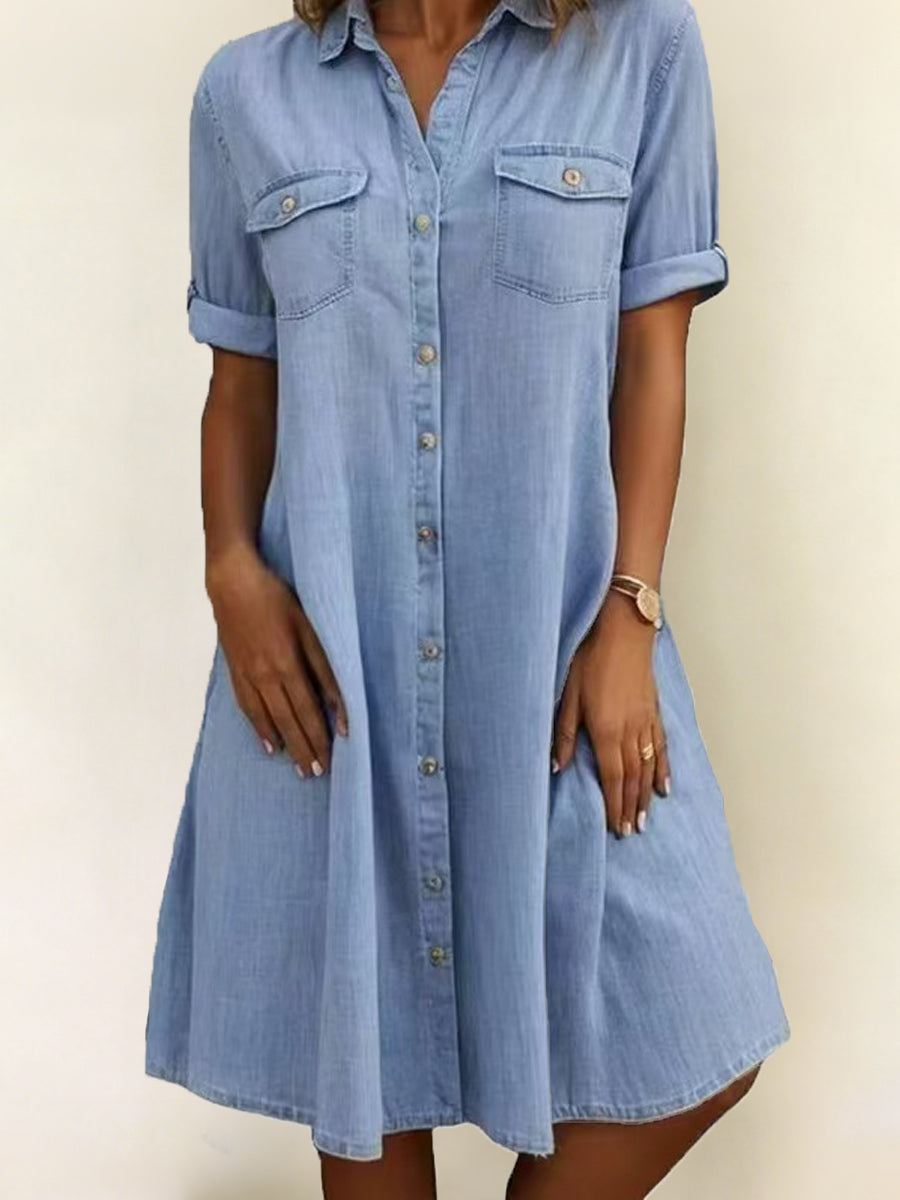 Patricia | Vestido Midi de Estilo Casual en Denim
