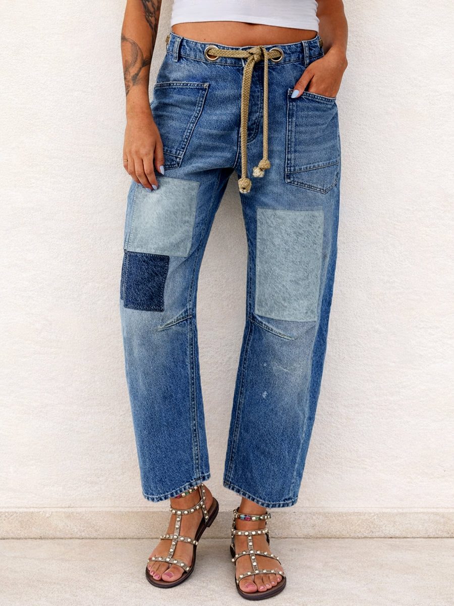Margaret | Jeans de Patchwork con Cuerda