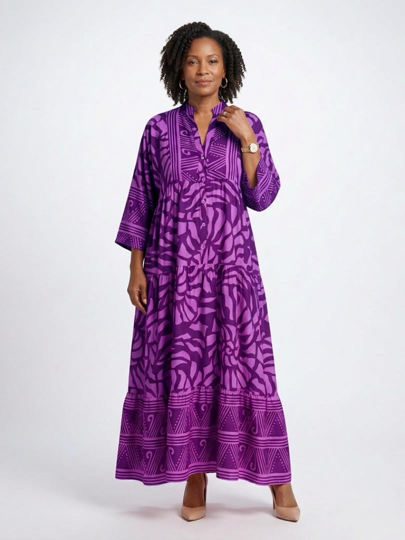 Marielle | Vestido Midi con Botones en la Parte Frontal