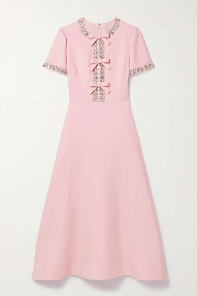 Aria™ | Vestido Midi con Lazo y Decoración de Cristales
