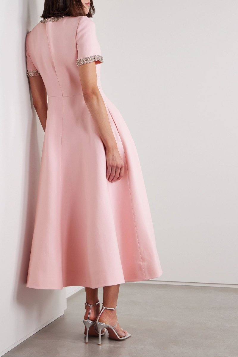 Aria™ | Vestido Midi con Lazo y Decoración de Cristales