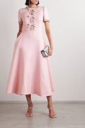 Aria™ | Vestido Midi con Lazo y Decoración de Cristales